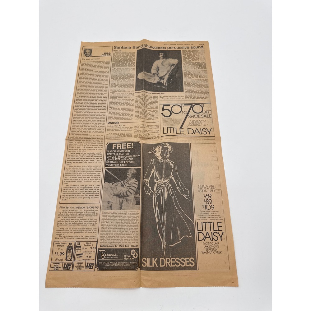 Vintage 1981 Oakland Tribune Newspaper Santana Band Carlos Santana Article Ads